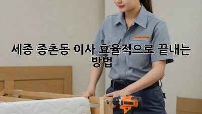 세종 종촌동 이사, 효율적으로 끝내는 방법!